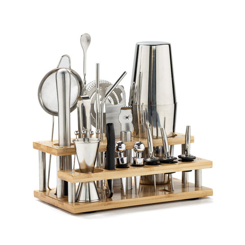 Kit Cocktail Mixologie avec Support Bois