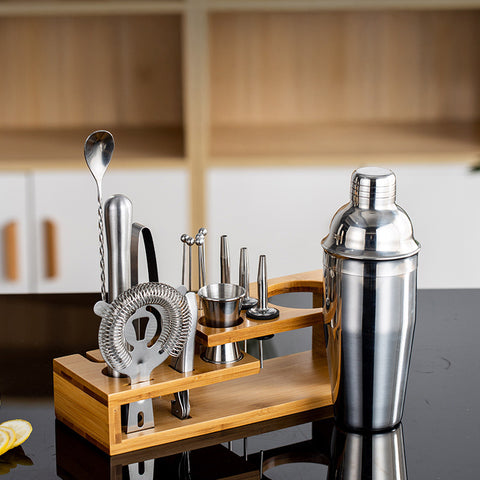 Kit Cocktail Maison Inox avec Support Bois