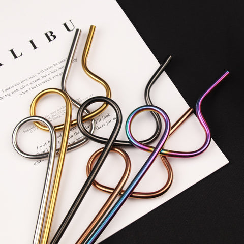 Pailles à Cocktail Réutilisables Métalliques Design